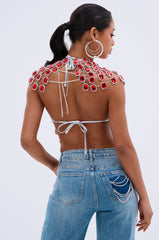 BEJEWELED RUBY SLEEVELESS TOP