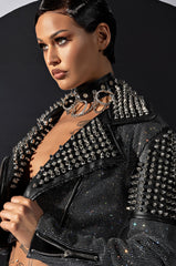 RHINESTONE BOMB CROP MOTO JACKET