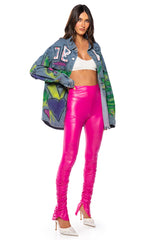 DIAMOND 2-POCKET PU RUCHED PANT