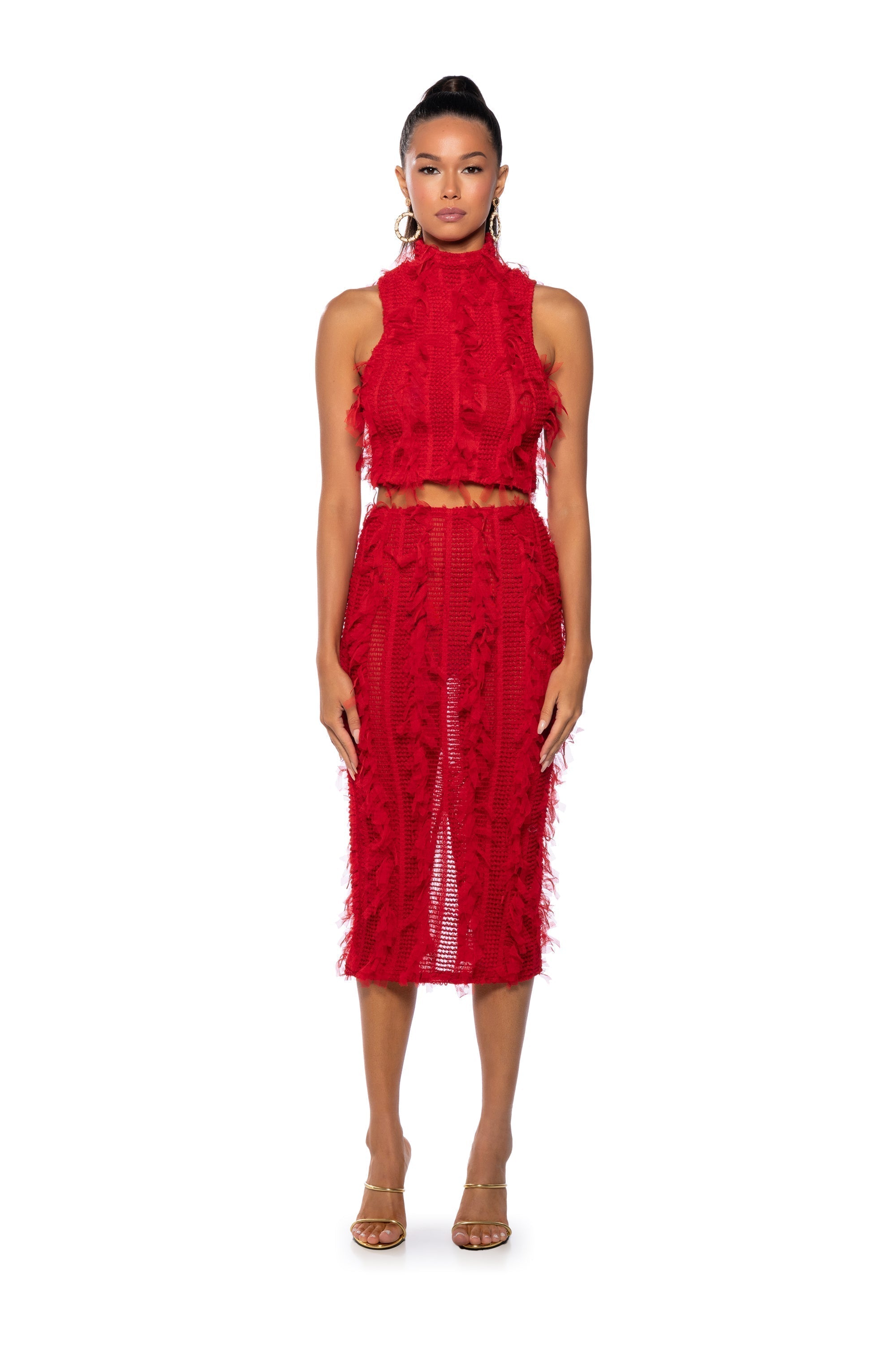 NAOMI MESH BODYCON MIDI SKIRT
